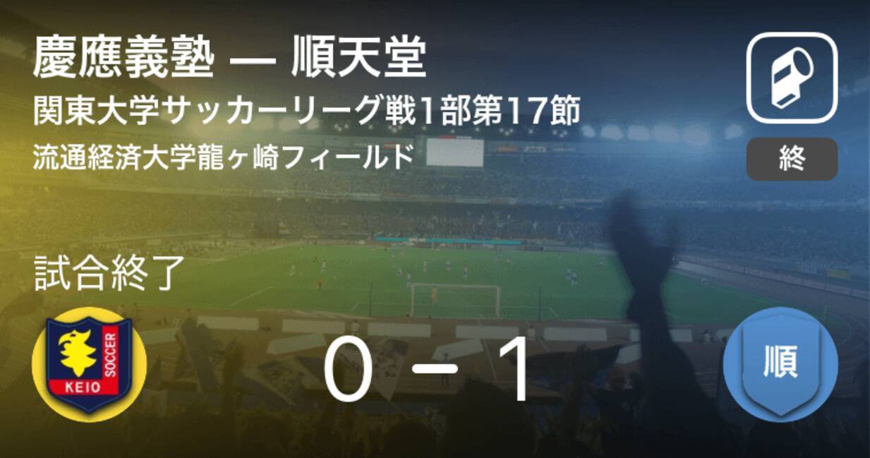 関東大学サッカーリーグ戦1部第17節 順天堂が慶應義塾との一進一退を制す 年11月14日 エキサイトニュース