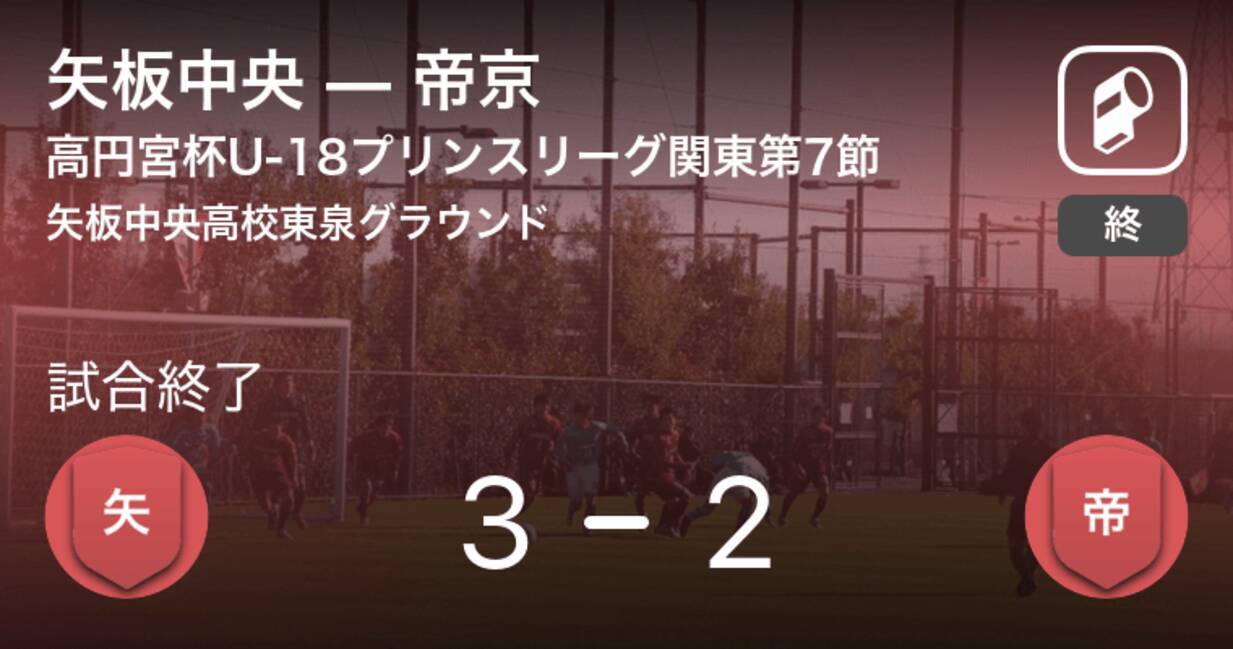 高円宮杯u 18サッカープリンスリーグ関東第7節 矢板中央が帝京から逆転勝利 年11月29日 エキサイトニュース