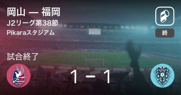 J2第38節 岡山は福岡との攻防の末 引き分け 年12月2日 エキサイトニュース