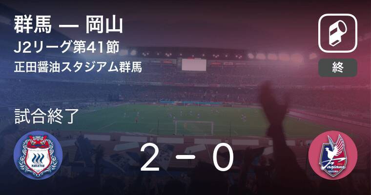 J2第41節 群馬が岡山を突き放しての勝利 年12月16日 エキサイトニュース