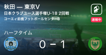 【速報中】秋田vs東京Vは、東京Vが1点リードで前半を折り返す