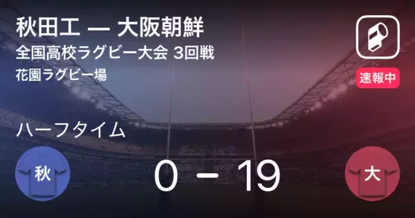 「【速報中】秋田工vs大阪朝鮮は、大阪朝鮮が19点リードで前半を折り返す」の画像