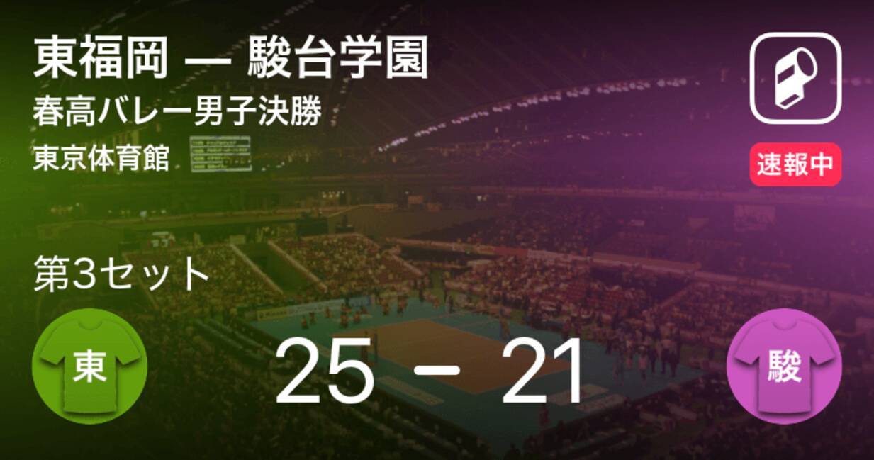 速報中 東福岡vs駿台学園は 東福岡が第2セットを取る 21年1月10日 エキサイトニュース