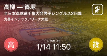 【全日本卓球選手権大会男子シングルス2回戦】まもなく開始！高柳vs篠塚