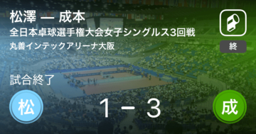 【全日本卓球選手権大会女子シングルス3回戦】成本が松澤を破る