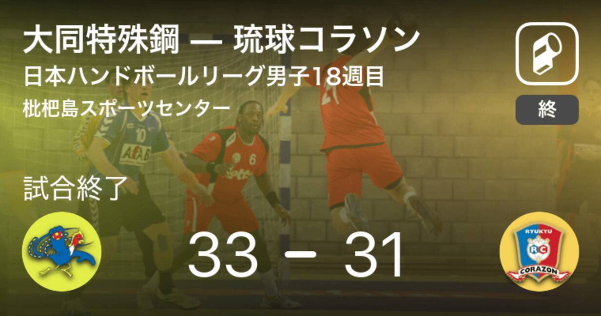 日本ハンドボールリーグ男子18週目 大同特殊鋼が琉球コラソンから勝利をもぎ取る 21年2月6日 エキサイトニュース