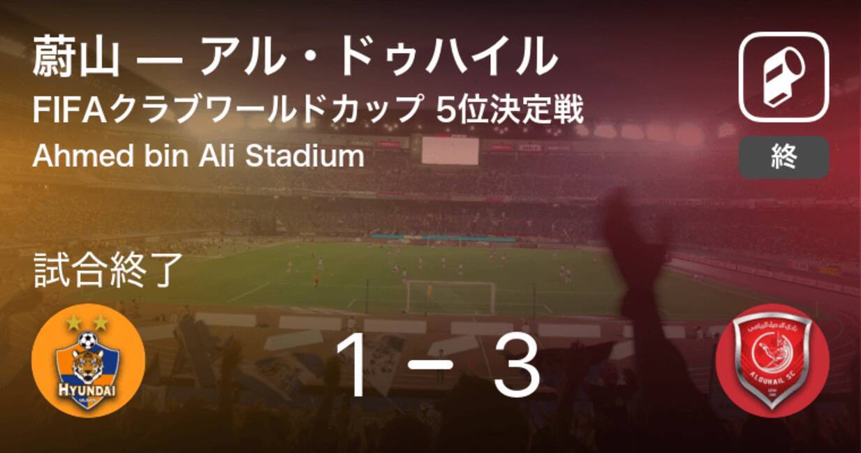 クラブワールドカップ5位決定戦 アル ドゥハイルが攻防の末 蔚山から逃げ切る 21年2月8日 エキサイトニュース