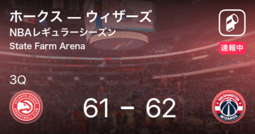【速報中】2Q終了しウィザーズがホークスに1点リード