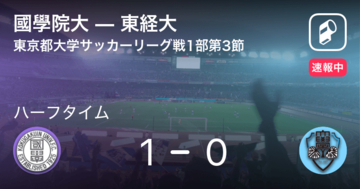 【速報中】國學院大vs東経大は、國學院大が1点リードで前半を折り返す