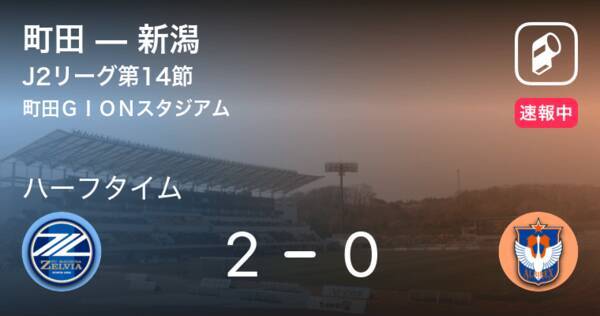 速報中 町田vs新潟は 町田が2点リードで前半を折り返す 21年5月16日 エキサイトニュース