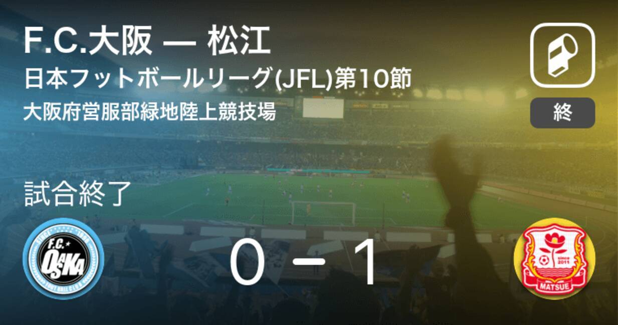 日本フットボールリーグ Jfl 第10節 松江がf C 大阪から逃げ切り勝利 21年5月29日 エキサイトニュース