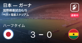 【速報中】日本vsガーナは、日本が3点リードで前半を折り返す
