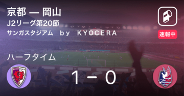 【速報中】京都vs岡山は、京都が1点リードで前半を折り返す