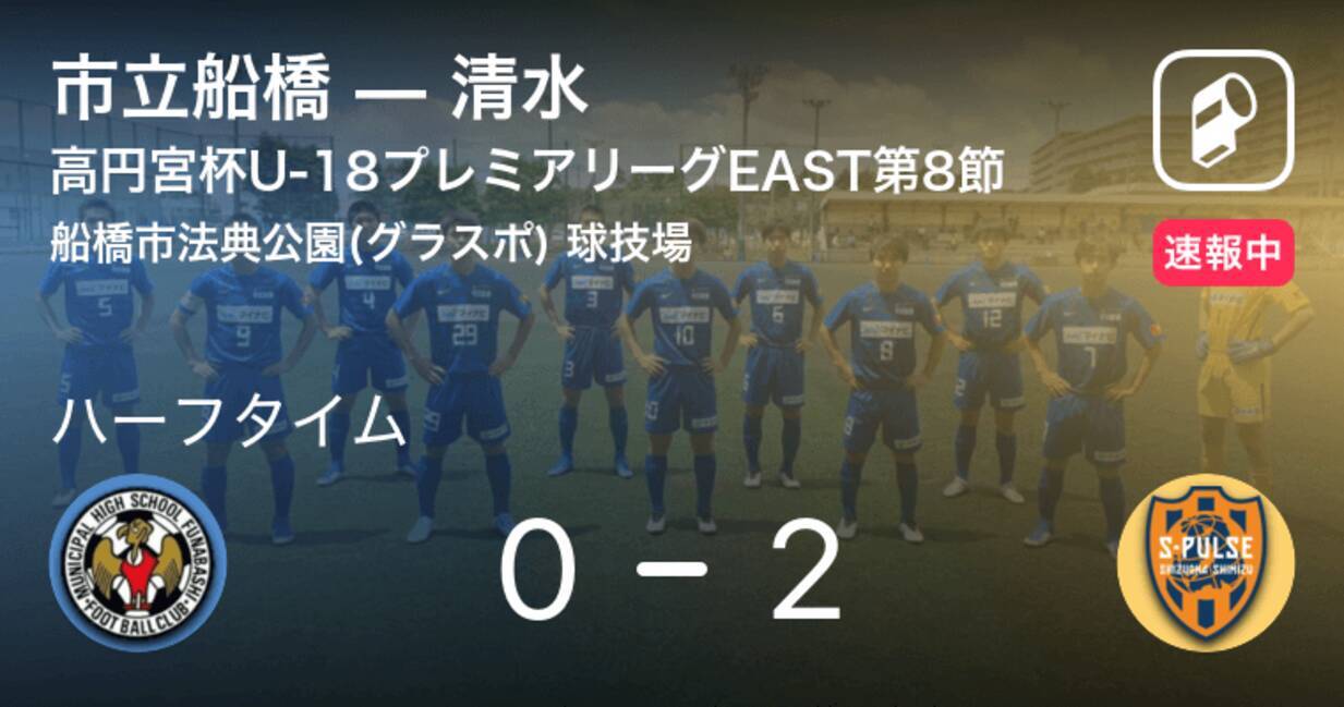 速報中 市立船橋vs清水は 清水が2点リードで前半を折り返す 21年6月27日 エキサイトニュース