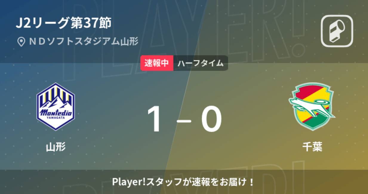 速報中 山形vs千葉は 山形が1点リードで前半を折り返す 22年9月18日 エキサイトニュース