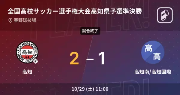 【全国高校サッカー選手権大会高知県予選準決勝】高知が高知南/高知国際との一進一退を制す