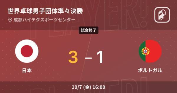 世界卓球男子団体準々決勝 日本がポルトガルを破る 22年10月7日 エキサイトニュース