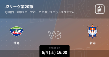 【J2第20節】まもなく開始！徳島vs新潟