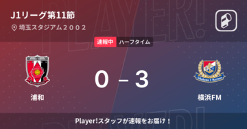 【速報中】浦和vs横浜FMは、横浜FMが3点リードで前半を折り返す