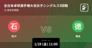 【全日本卓球選手権大会女子シングルス5回戦】まもなく開始！石川vs徳永