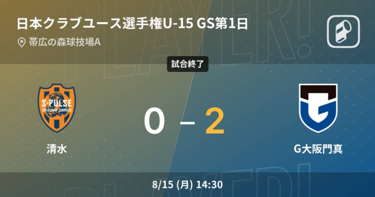 日本クラブユースサッカー選手権u 15グループステージ第1日 G大阪門真が清水との一進一退を制す 22年8月15日 エキサイトニュース