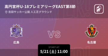 【高円宮杯U-18プレミアリーグWEST第8節】まもなく開始！広島vs名古屋