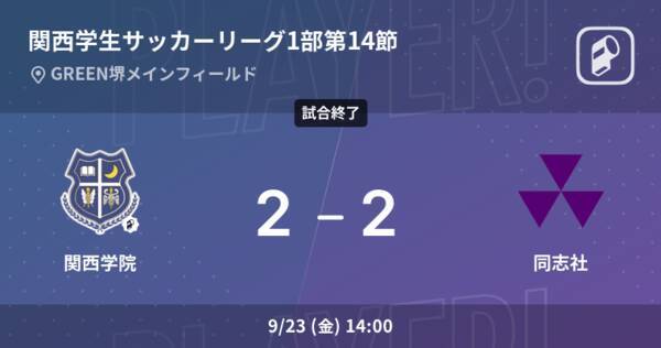 関西学生サッカーリーグ1部第14節 関西学院は同志社との攻防の末 引き分け 22年9月23日 エキサイトニュース