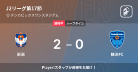【速報中】新潟vs横浜FCは、新潟が2点リードで前半を折り返す