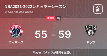 【速報中】2Q終了しネッツがウィザーズに4点リード