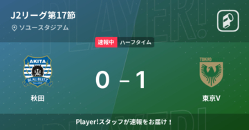 【速報中】秋田vs東京Vは、東京Vが1点リードで前半を折り返す