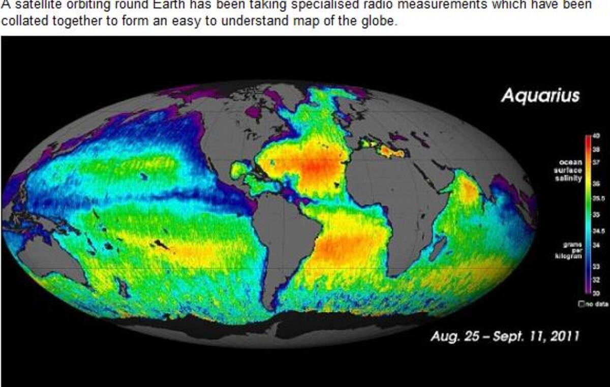 Nasaが世界の海の塩分濃度がわかるマップを開発したぞ 世界の雨量や海流がわかるぞ 11年10月1日 エキサイトニュース