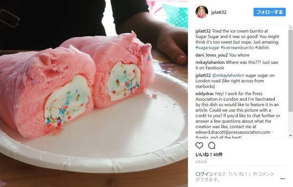 ゆめかわスイーツ アイスをカラフルわたあめで包んだ アイス ブリトー カナダ アメリカでインスタを中心に大盛り上がりです 17年7月30日 エキサイトニュース