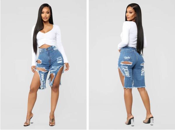 Fashion Nova かろうじて布がついているダメージデニム販売 エキサイトニュース