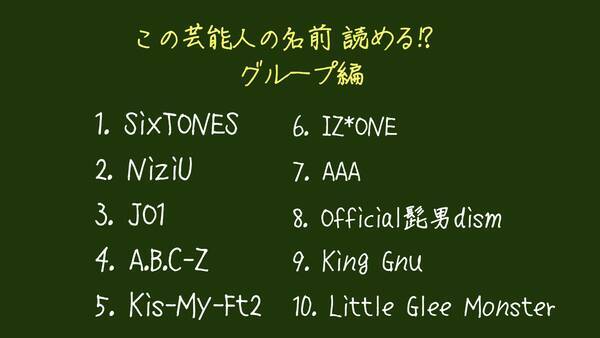 クイズ この芸能人の名前ちゃんと読める グループ名編 年12月31日 エキサイトニュース