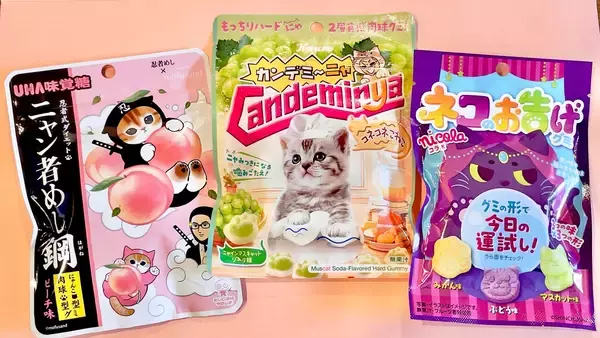 カンデミーナも忍者めしも猫ver.に変身！ にゃんこ好きさんパケ買い不可避な「ねこの日」グミ3種類をご紹介！【#グミ偏愛レポ】