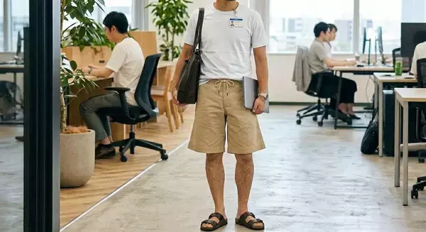 「下半身が｢休日のお父さん｣になる…スタイリストが"一発アウト"という職場での｢ハーフパンツの着こなし｣」の画像