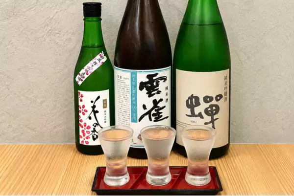 1年熟成の「蝉」も入った熊本の銘酒3種を飲み比べる、日本酒フェアを大阪・本町で開催｜すし酒場 にほんいち 本町店