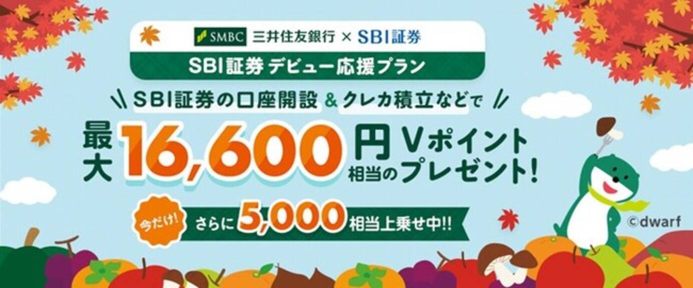 三井住友銀行×SBI証券】NISA口座でのクレカ積立で最大5,000円相当のＶポイント増額キャンペーン実施中！最大21,600円相当のＶポイントがもらえる！  - エキサイトニュース