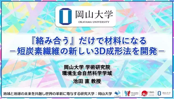 「【岡山大学】『絡み合う』だけで材料になる-短炭素繊維の新しい3D成形法を開発-」の画像
