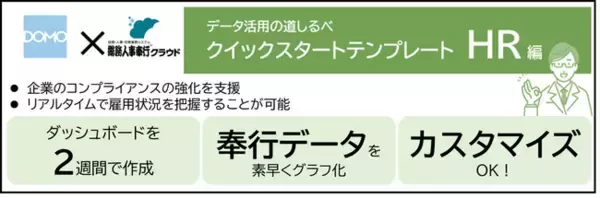 NDIソリューションズ、オービックビジネスコンサルタントの「総務人事奉行クラウド」のデータ活用を素早く実現できるDomoクイックスタートテンプレート（HR編）の提供を開始