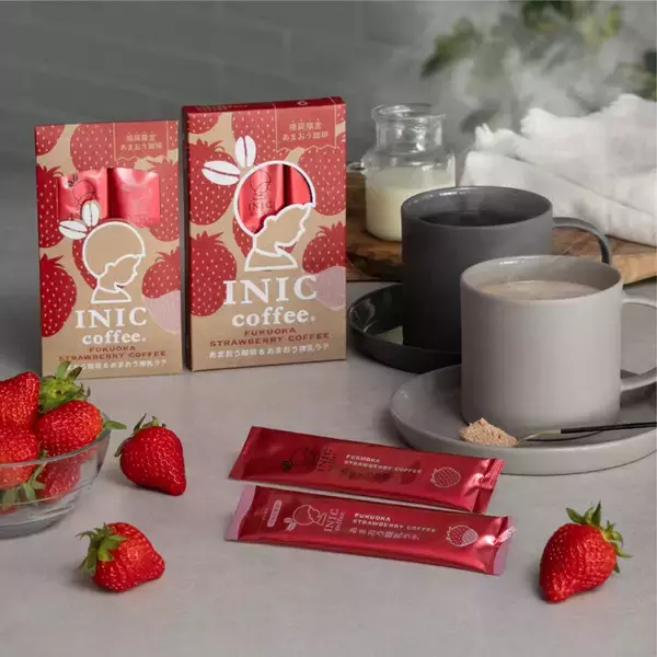 【あまおうをコーヒーで味わう福岡限定フレーバーが誕生！】たった5秒で本格コーヒーが楽しめる「イニックコーヒー」の地産地消シリーズより『あまおう珈琲＆あまおう練乳ラテ』が7月上旬に登場