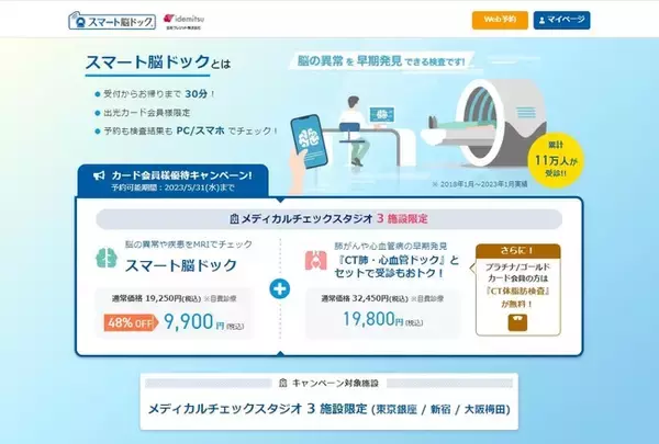 スマートスキャンとメディカルチェックスタジオが出光クレジットカード会員を対象に優待価格でスマート脳ドックを提供