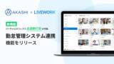 「仮想オフィスツール LIVEWORK（ライブワーク） クラウド勤怠管理システム「AKASHI」連携機能（ベータ版）をリリース」の画像1
