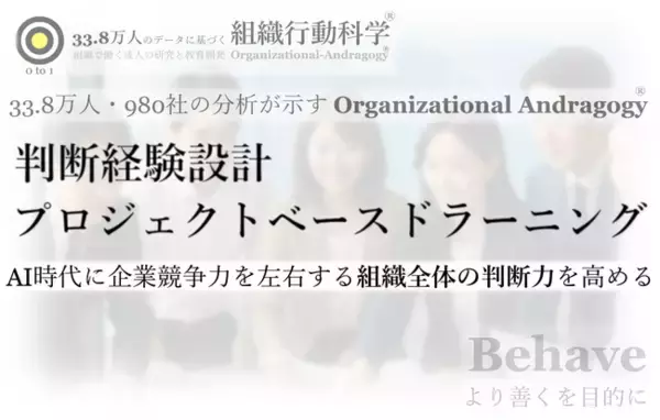 企業の82％で、AI時代に必要な「判断経験が減少」。33.8万人・980社の分析を背景に「判断経験設計プロジェクトベースドラーニング」を提供開始（組織行動科学(R) 判断デザインラボラトリー）