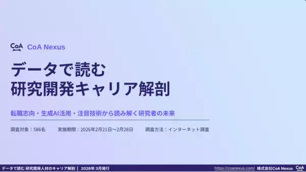 「研究者586名へのキャリア実態調査を公表 転職の決め手は「研究テーマ」が断トツ1位、7割超が生成AIを業務活用」の画像