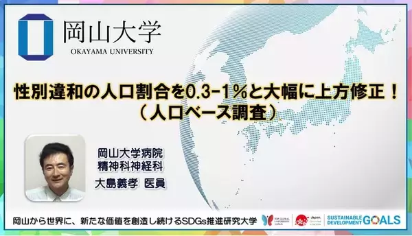 【岡山大学】性別違和の人口割合を0.3-1%と大幅に上方修正！（人口ベース調査）