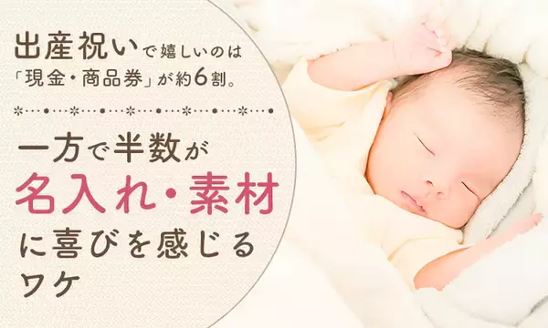 出産祝いで嬉しいのは「現金・商品券」が約6割。一方で半数が“名入れ・素材”に喜びを感じるワケ