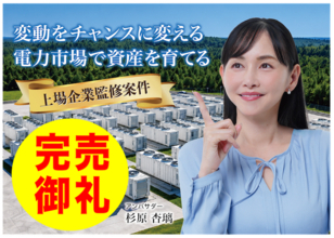 【完売御礼】人々の未来の利益と今の生活を豊かにするCAMEL『CAMEL83号 福島松川系統連携蓄電池シリーズ１.　完売』