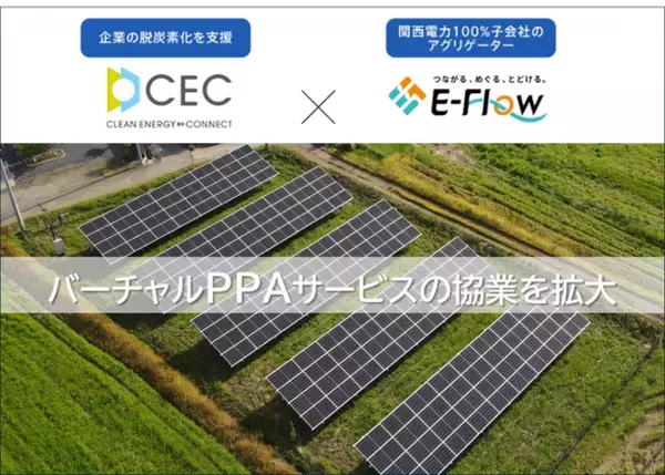 E-Flow、クリーンエナジーコネクトがバーチャルPPAサービスの協業拡大