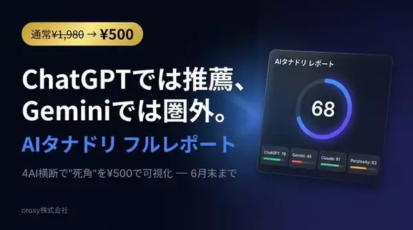 ChatGPT・Gemini・Claude・Perplexityでの自社評価を￥500で丸ごと診断-「AIタナドリ」が6月末まで特別価格で提供